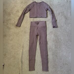 Aerie Mauve Ribbed Workout Set